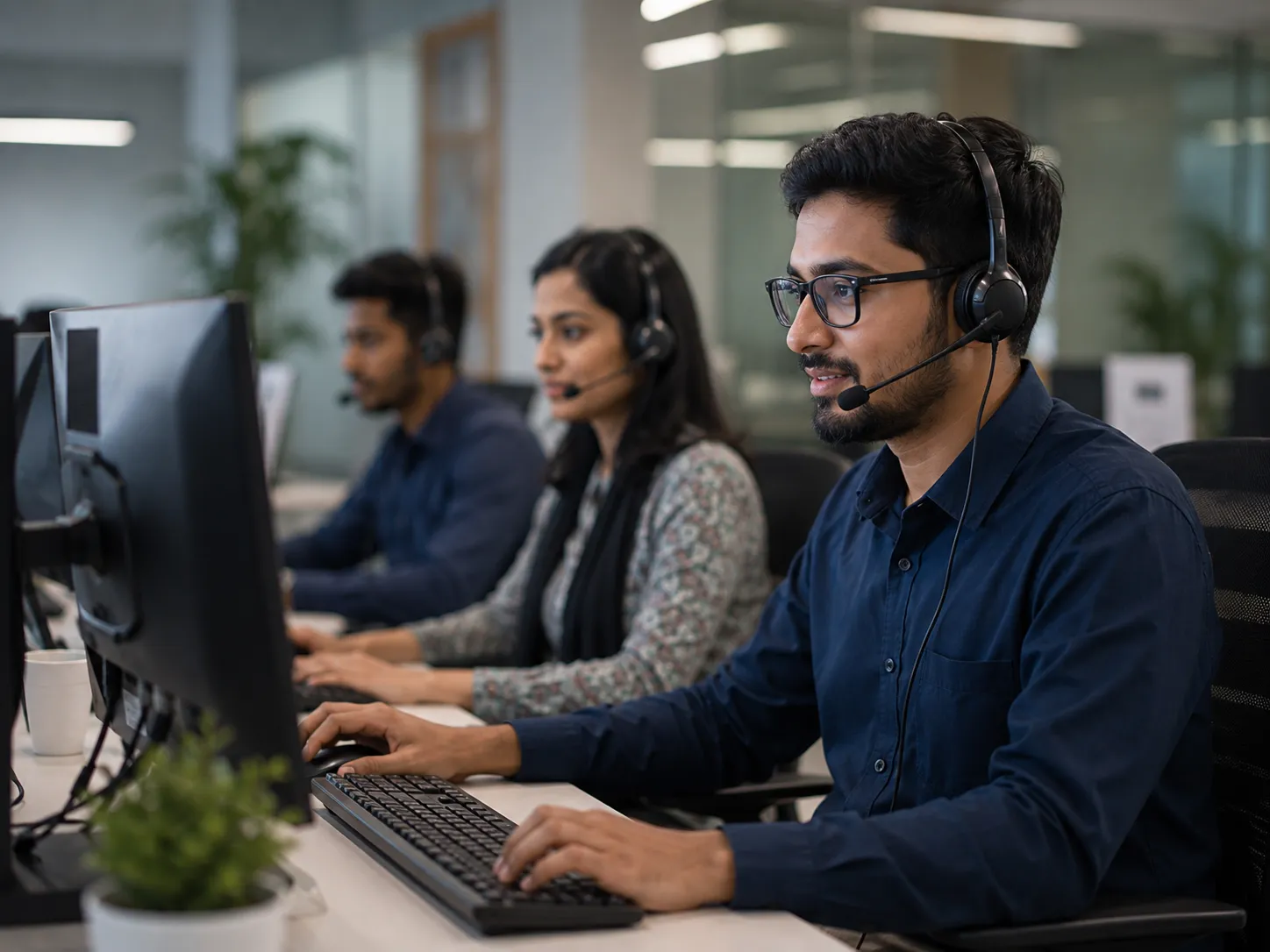 IT support team collaborating to manage technical support tasks