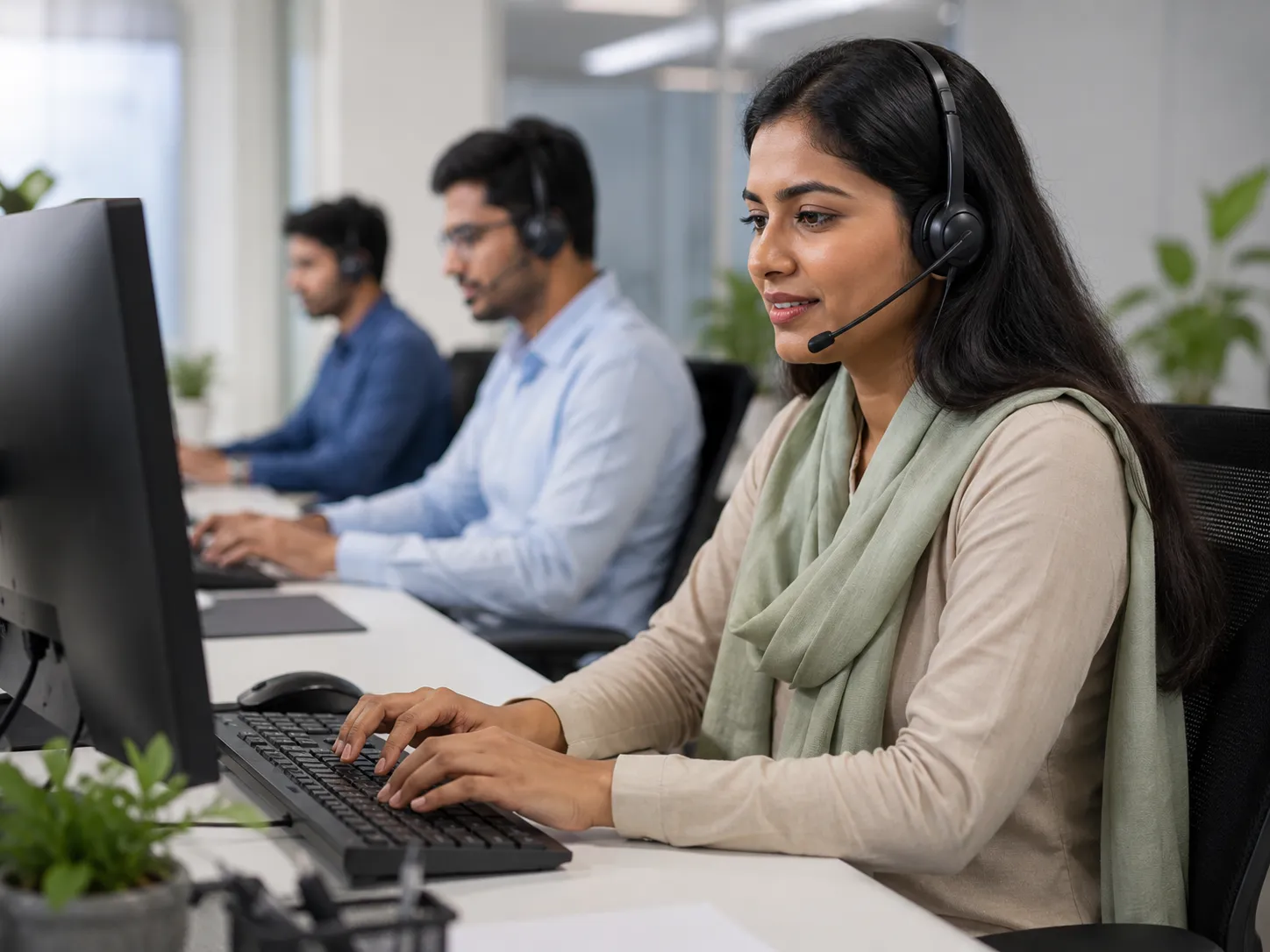 Outsourced IT support team providing remote technical assistance