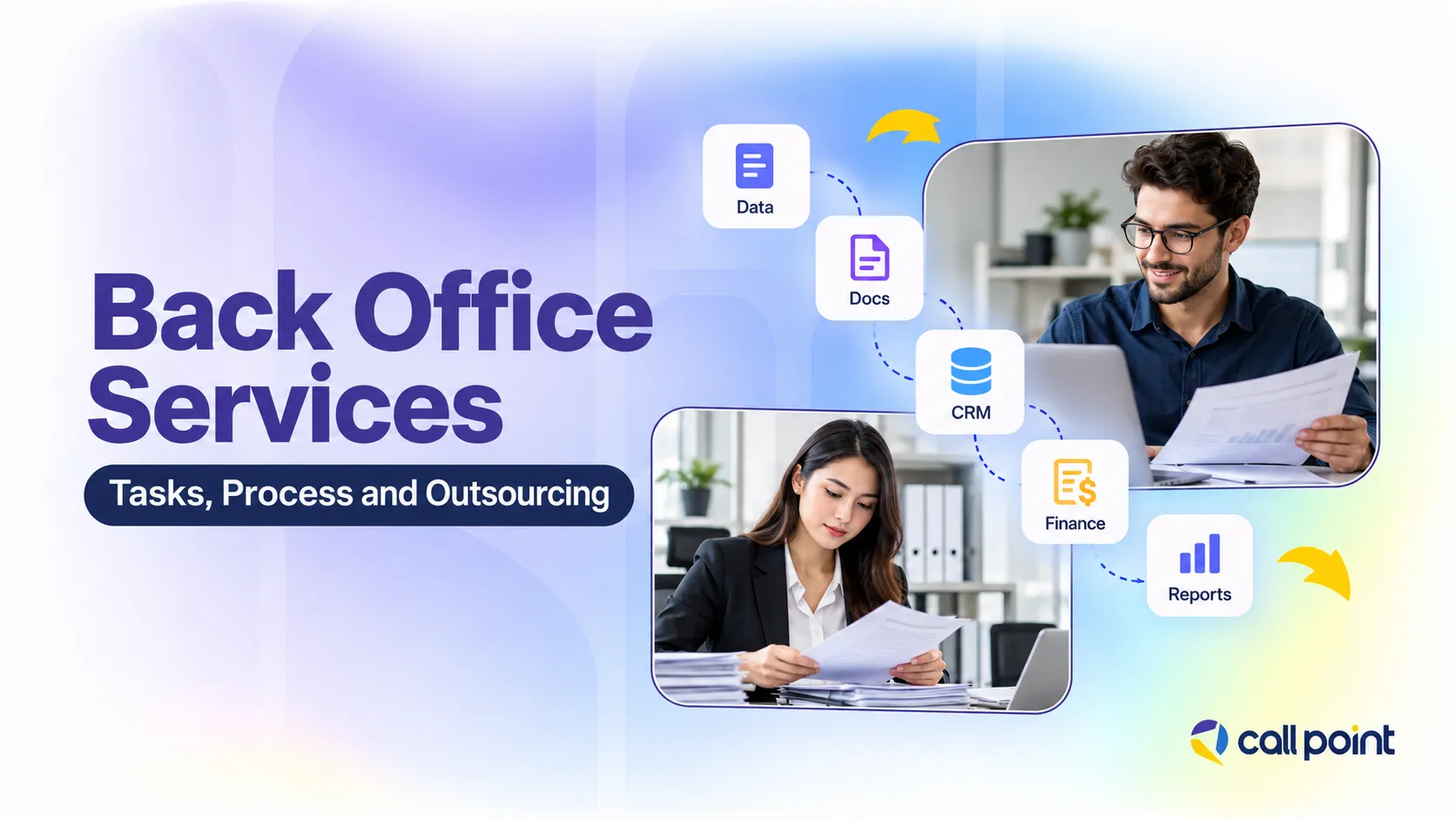 Back office services covering data management, document processing, CRM, finance and reporting