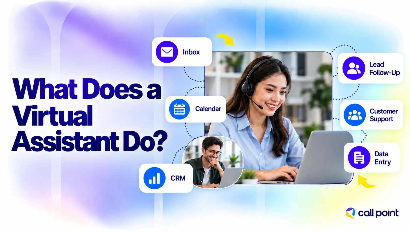 Virtual assistant managing inboxes, calendars, CRM records, lead follow-up, customer support and data entry