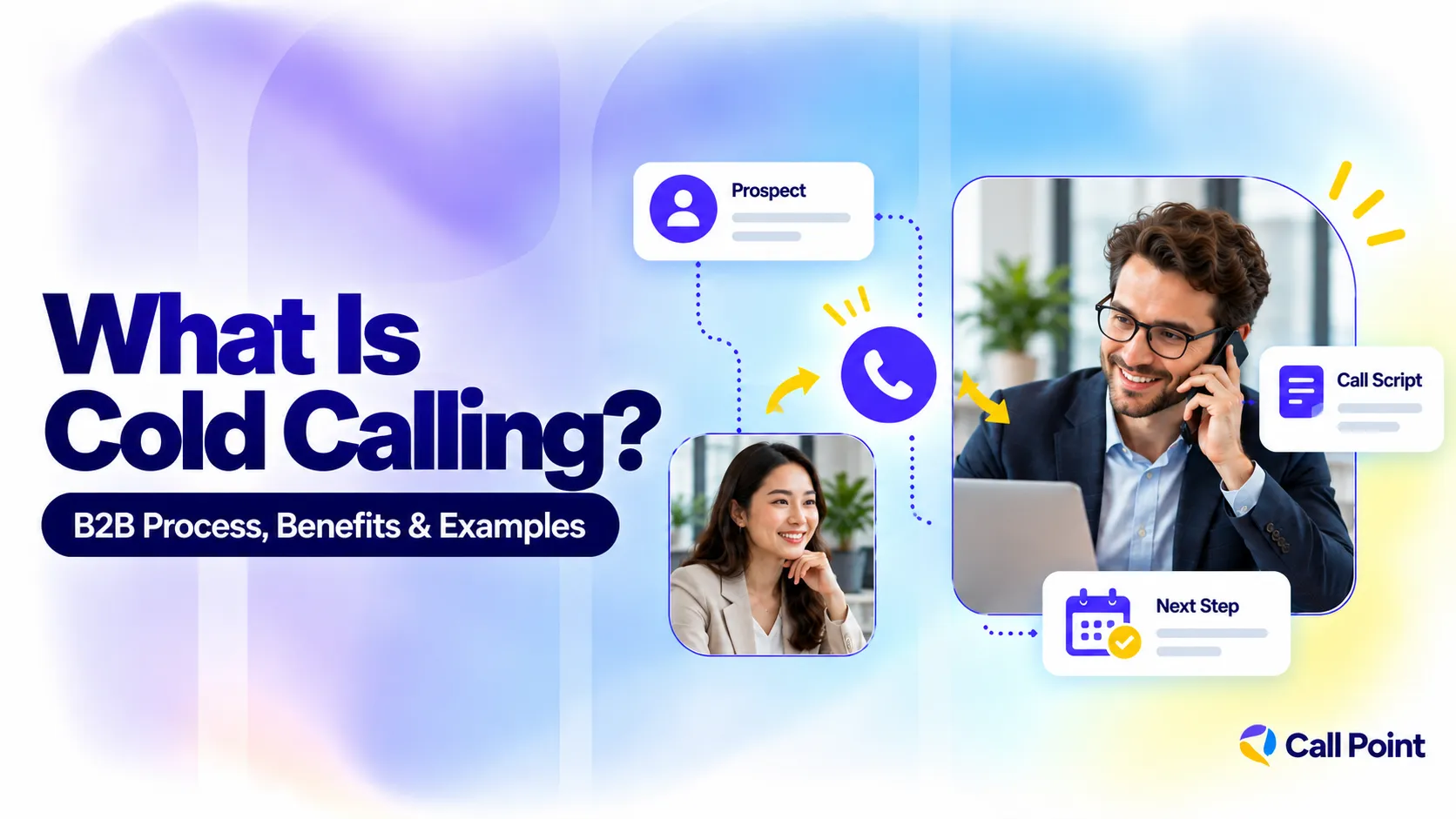 Cold calling in B2B sales showing prospect outreach, phone conversations, qualification and the next sales step